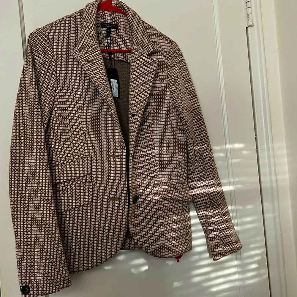 NWT rag & bone brown slade geo blazer size: 8